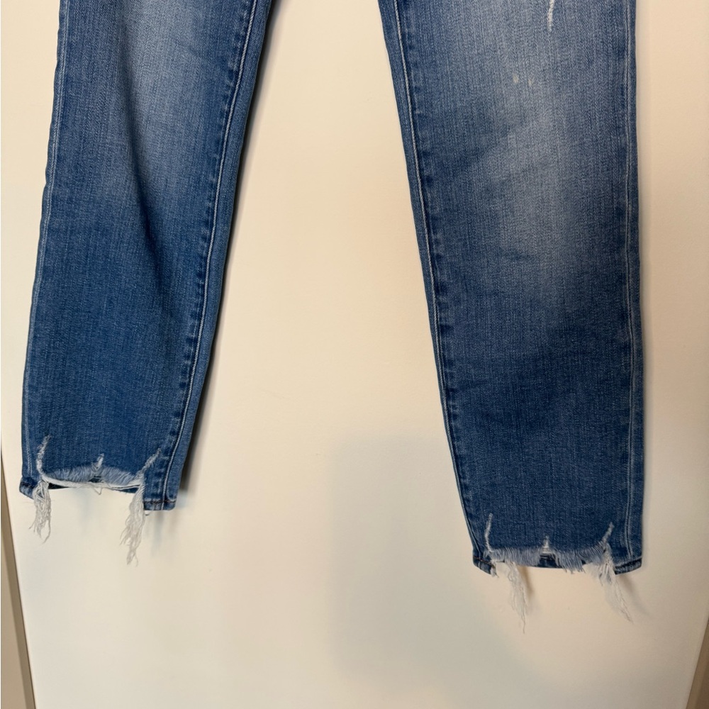 Frame Le High Straight Laskey Rips Distressed Denim Jeans Light Wash Size 23 - Picture 8 of 10